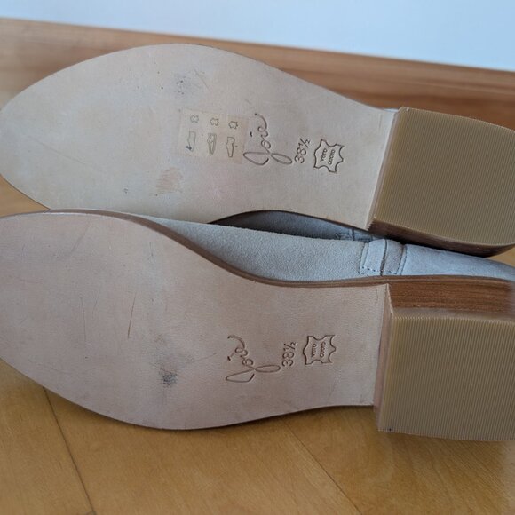 JOIE Laleh Ruffle Leather Suede Ankle Boot, Light Gray 38.5 - Picture 6 of 6